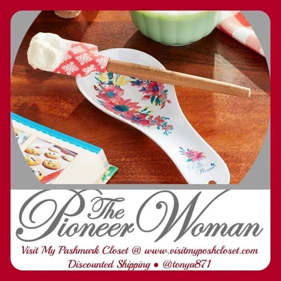 🦋 New Pioneer Woman Floral Spatula & Spoon Rest - Picture 1 of 5